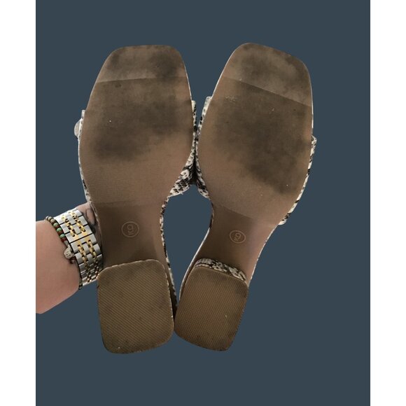 Snakeskin Block Heel Slide Sandals with Gold Buckle by A New Day - Women's Shoes - Picture 7 of 8